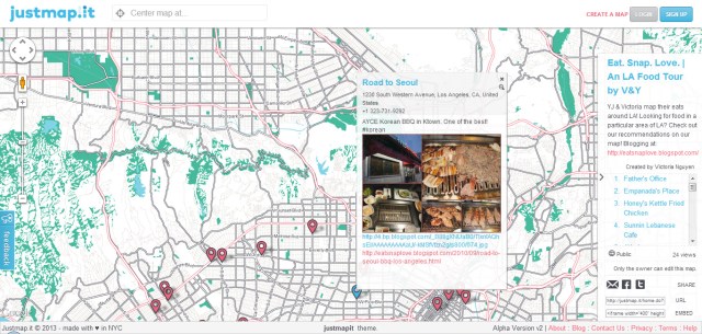 Justmap.it - Eat. Snap. Love.  An LA Food Tour by V&Y